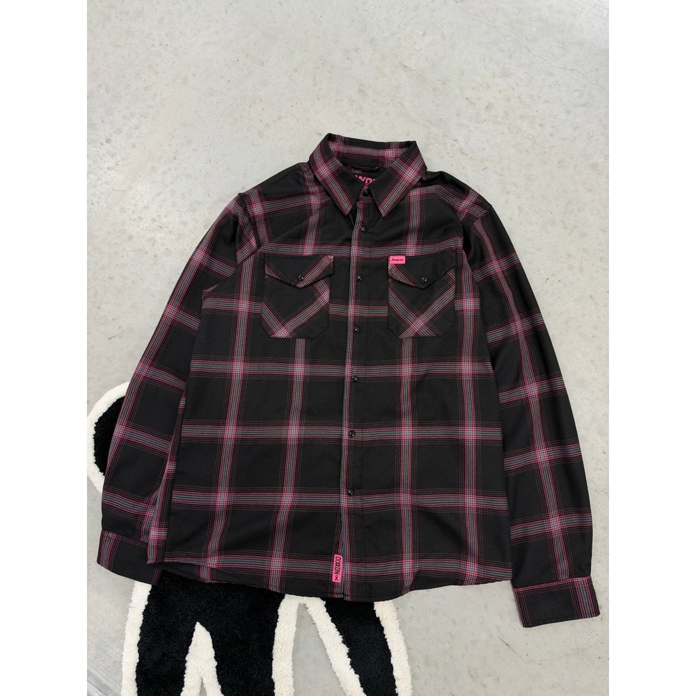 Dixxon Flannel Snap-On Breast Cancer Awareness Shirt Mens Large Black Pink
